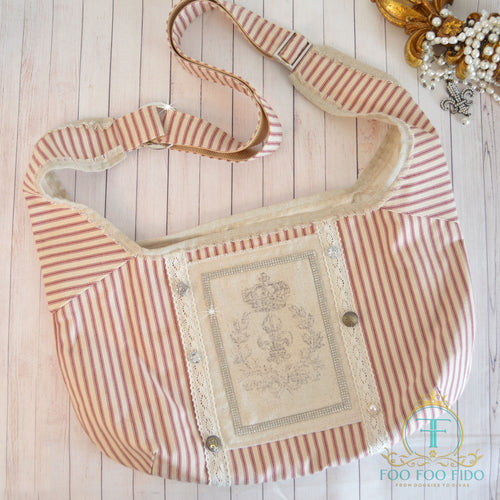 Coralie Red Cotton Ticking French Country Pet Sling