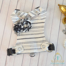Ines Black and Ivory Striped Dog Harness